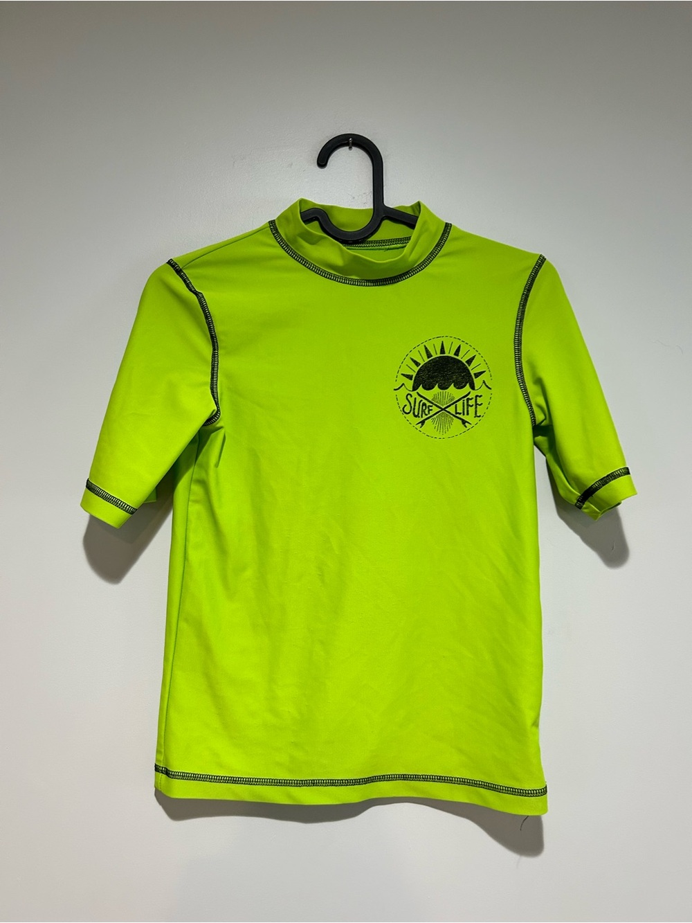Cherokee Neon Green Kids Rashguard Swim Top - Surf Life Graphic